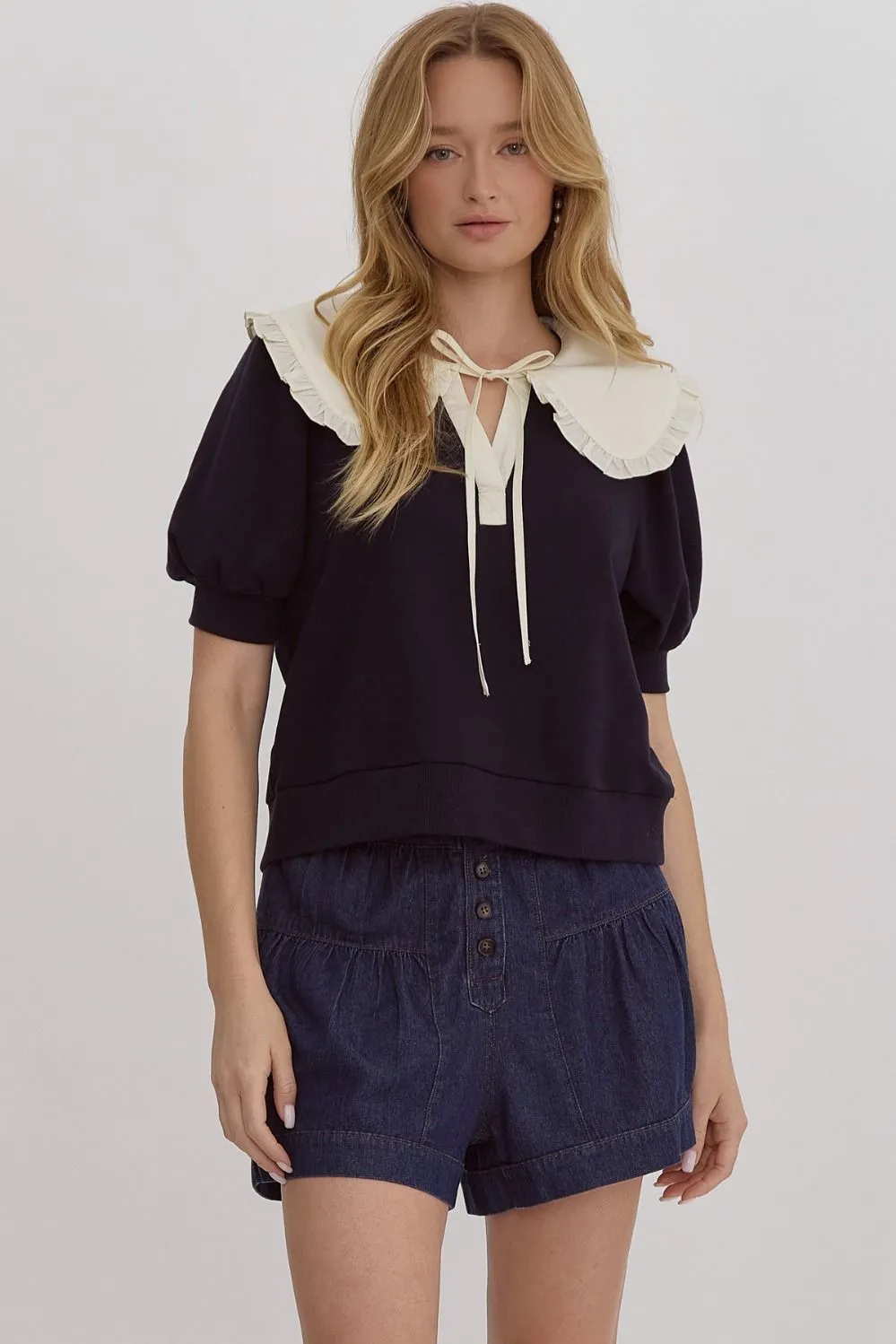 Navy Peter Pan Collar Knit