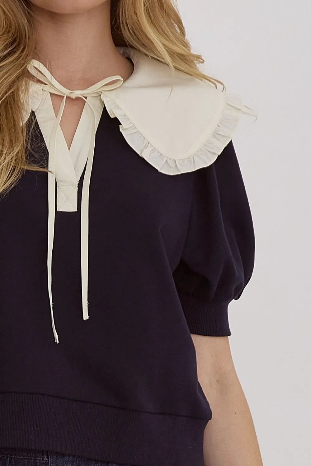 Navy Peter Pan Collar Knit