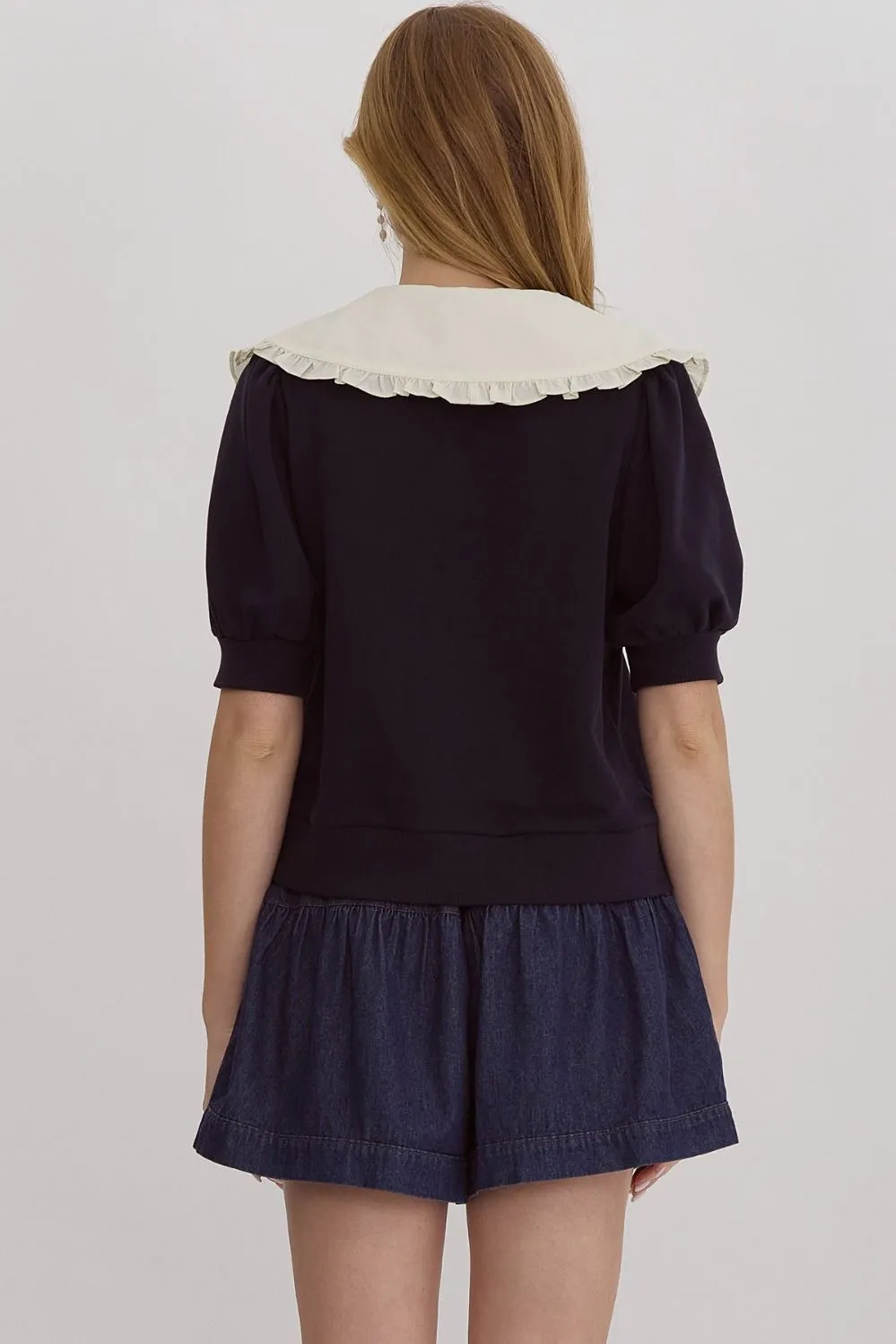 Navy Peter Pan Collar Knit