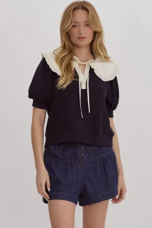 Navy Peter Pan Collar Knit