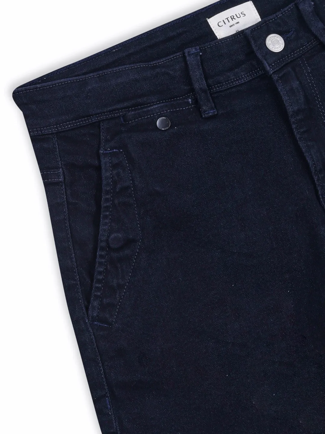 Navy Plain Denim Shorts