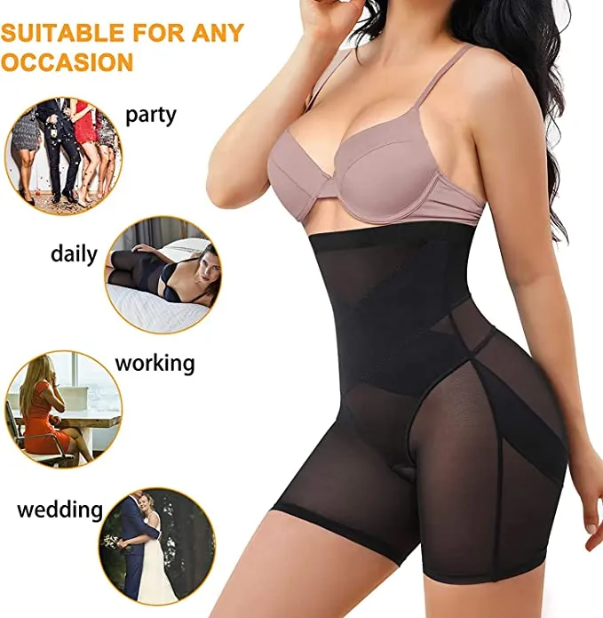 Nebility Women Tummy Control Body Shaper High Waist Butt Lifter Shorts Thigh Slimmer Panties Shapewear, Size Medium