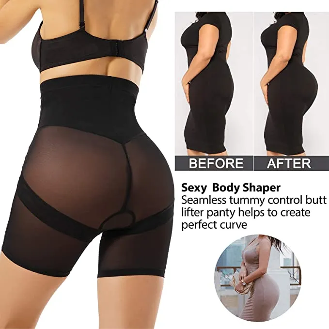 Nebility Women Tummy Control Body Shaper High Waist Butt Lifter Shorts Thigh Slimmer Panties Shapewear, Size Medium