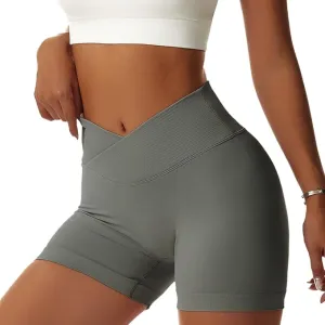 NEW Bovldemt Butt Scrunch Seamless Shorts Gym Crossover Workout Shorts for Women Spandex, Grey, Sz L