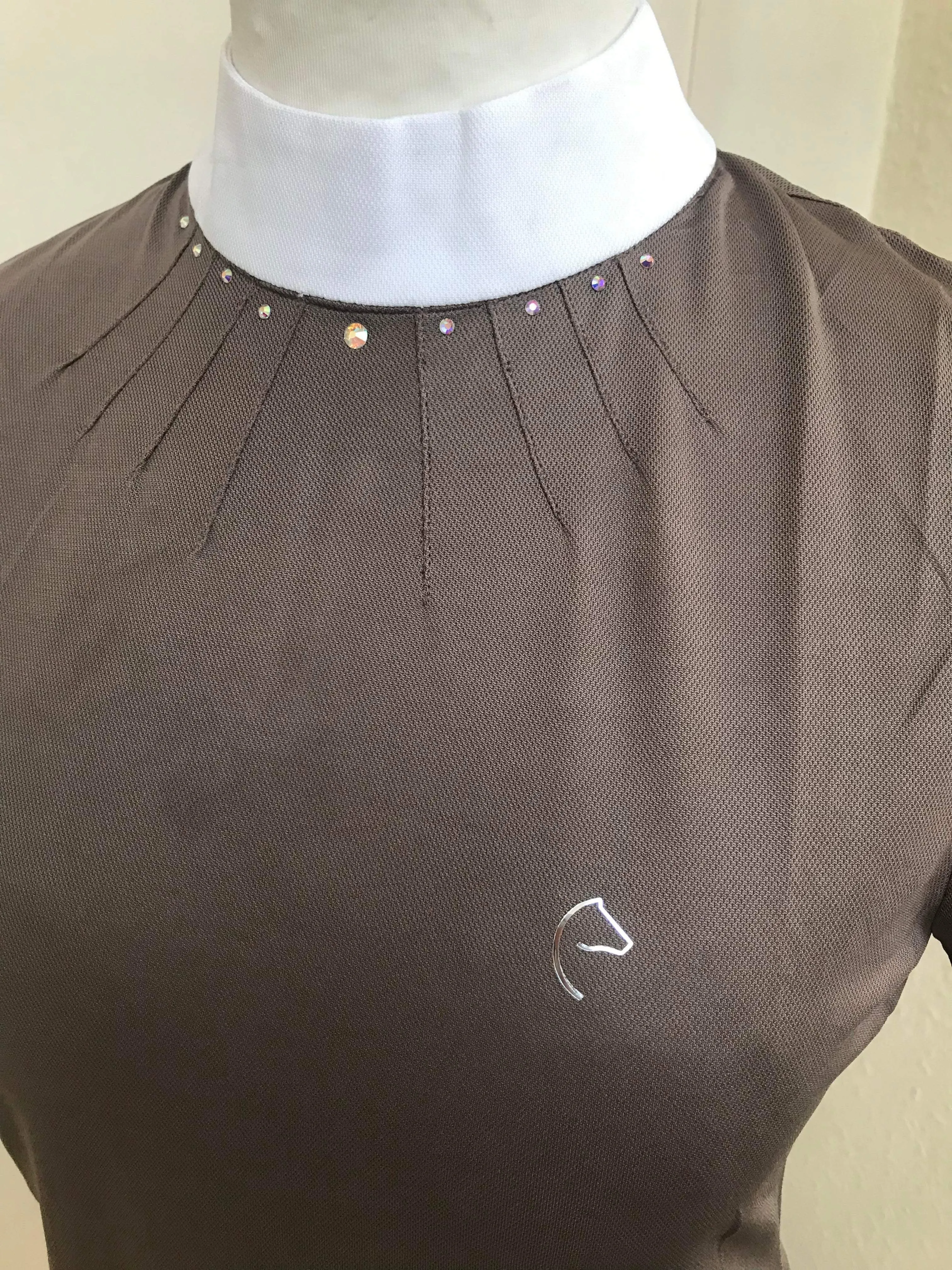 New equitheme mocha shirts with pleated bling collar FREE POSTAGE*