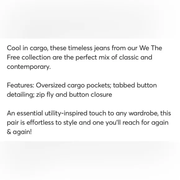 New Free People We The Free Marx Slouchy Cargo Jeans
