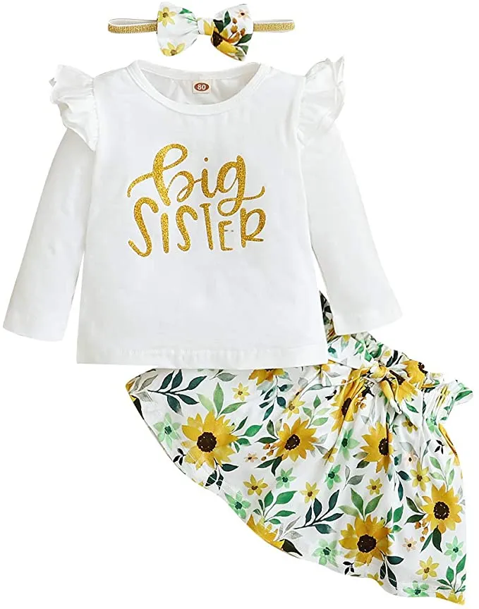 New Gajaous Big Sister 3 Piece Outfit! Includes Top, Skirt & headband! Sz 2-3 Yrs!