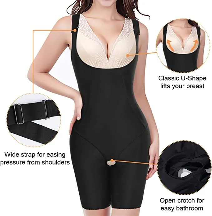 New Gotoly Full Body Shaper for Women Shapewear Waist Trainer Corset Tummy Firm Control Fajas Seamless Mid-Thigh Bodysuit Shorts, Sz M!