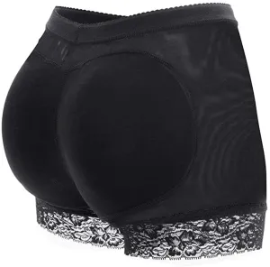 New KIWI RATA Womens Seamless Butt Lifter Padded Lace Panties Enhancer Underwear, Black, Sz M!