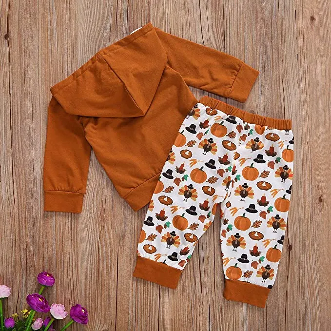 New Kulasi Baby Boy Girl Thanksgiving Hoodie Pants Set 2pcs, Sz 6-12 Months!