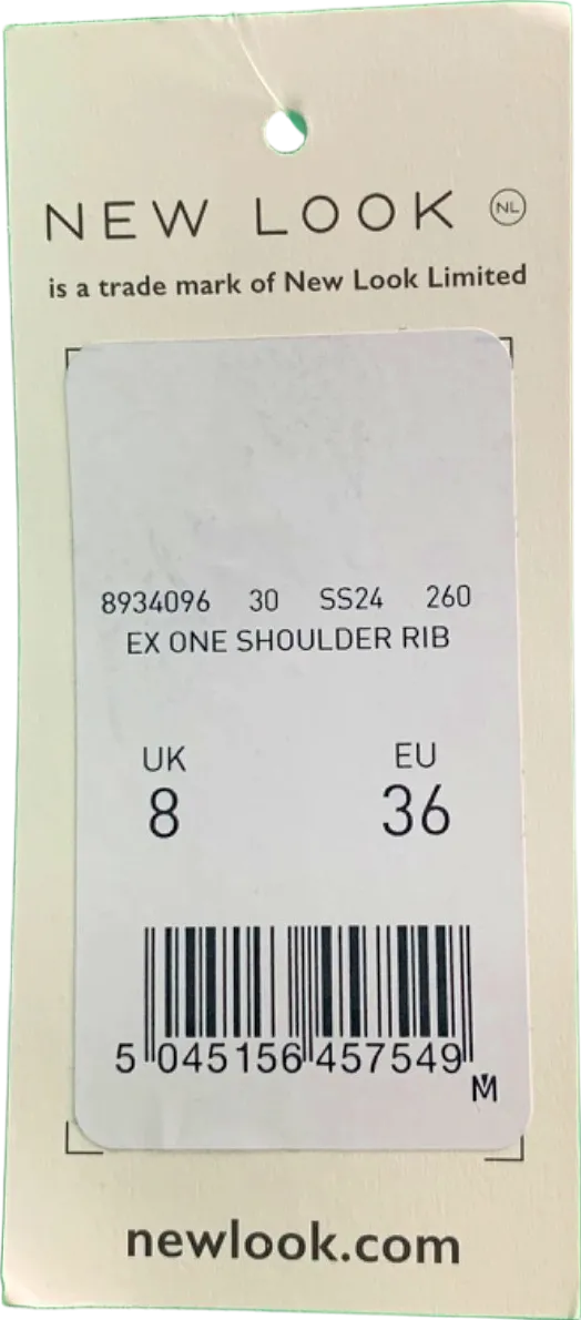 New Look Green One Shoulder Rib UK 8