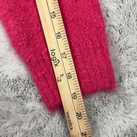 NEW Marine Layer Teddy Eyelash V-Neck Sweater Raspberry Cropped Womens XS