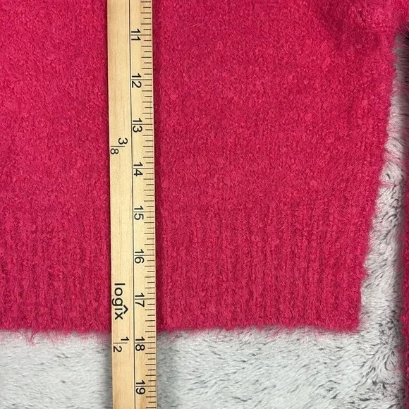 NEW Marine Layer Teddy Eyelash V-Neck Sweater Raspberry Cropped Womens XS