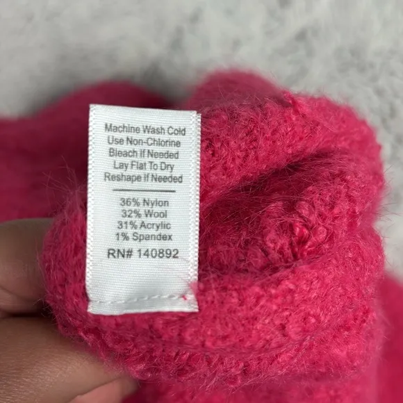 NEW Marine Layer Teddy Eyelash V-Neck Sweater Raspberry Cropped Womens XS