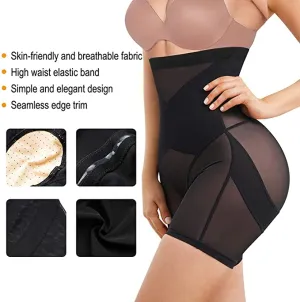 New Nebility Women Tummy Control High Waist Butt Lifter Shorts Thigh Slimmer Shapewear, Black, Sz M!