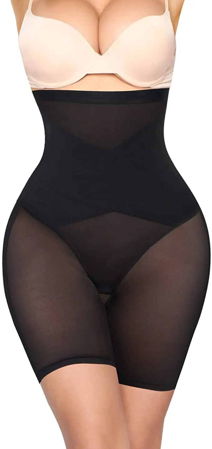 New Nebility Women Tummy Control High Waist Butt Lifter Shorts Thigh Slimmer Shapewear, Black, Sz M!
