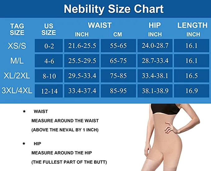 New Nebility Women Waist Trainer Shapewear Tummy Control Body Shaper Shorts Hi-Waist Butt Lifter Thigh Slimmer, Sz XL/2X!