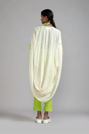 New Season Summer/Fall 24-Coord Set with Neon Green Gathered Cowl Tunic Cotton Offwhite-Neon Green-MT GATH Cowl Tunic Coord Set-ML Offwhite 3pcs-Fashion Edit Mati