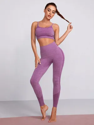 New Shein Seamless High Stretch Solid Sports Bra & Wide Band Waist Leggings, Purple, Sz M! Rated 4.91 out. of 5 stars! Super good quality, fits well, fits true