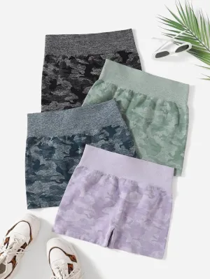 New Shein Women's 4 Pack Seamless Camo Print Sports Yoga Studio Shorts, Sz S! Rated 4.96 out of 5 stars! Great quality, fit true, squat proof, not see through