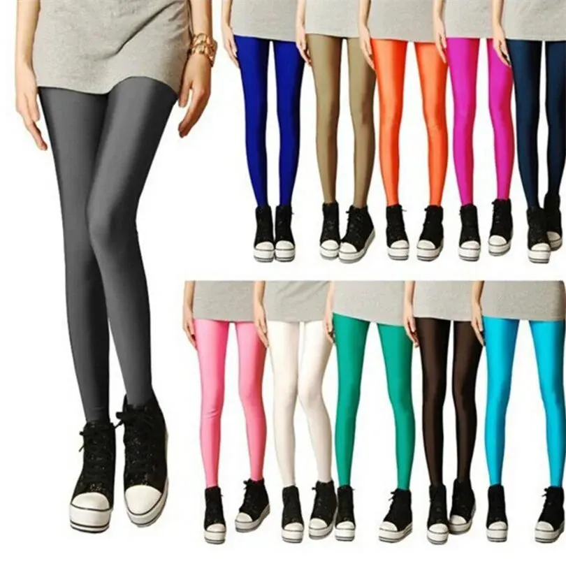 New Solid Candy Neon Womens Leggings Pants   Plus Sizes