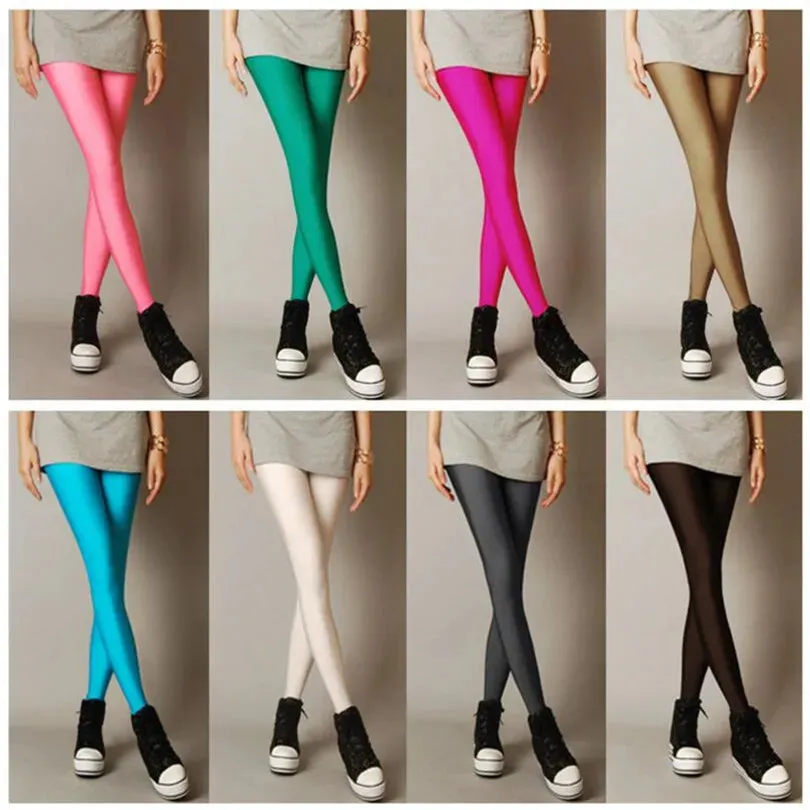 New Solid Candy Neon Womens Leggings Pants   Plus Sizes