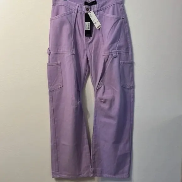 NEW Urban Outfitters Lioness Miami Vice Cargo Lilac Purple Denim Pants Jeans L 8