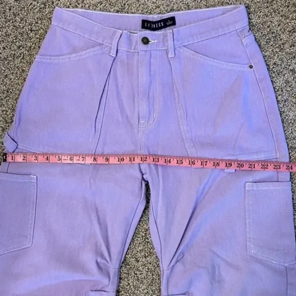 NEW Urban Outfitters Lioness Miami Vice Cargo Lilac Purple Denim Pants Jeans L 8