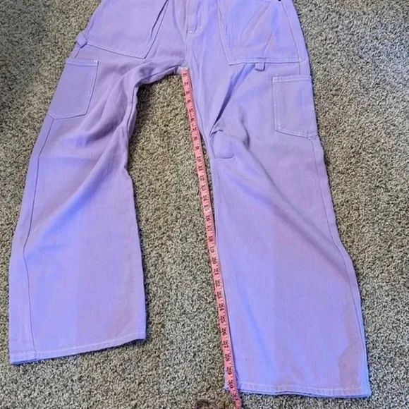 NEW Urban Outfitters Lioness Miami Vice Cargo Lilac Purple Denim Pants Jeans L 8