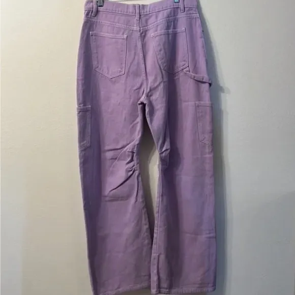 NEW Urban Outfitters Lioness Miami Vice Cargo Lilac Purple Denim Pants Jeans L 8