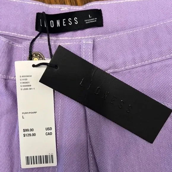 NEW Urban Outfitters Lioness Miami Vice Cargo Lilac Purple Denim Pants Jeans L 8