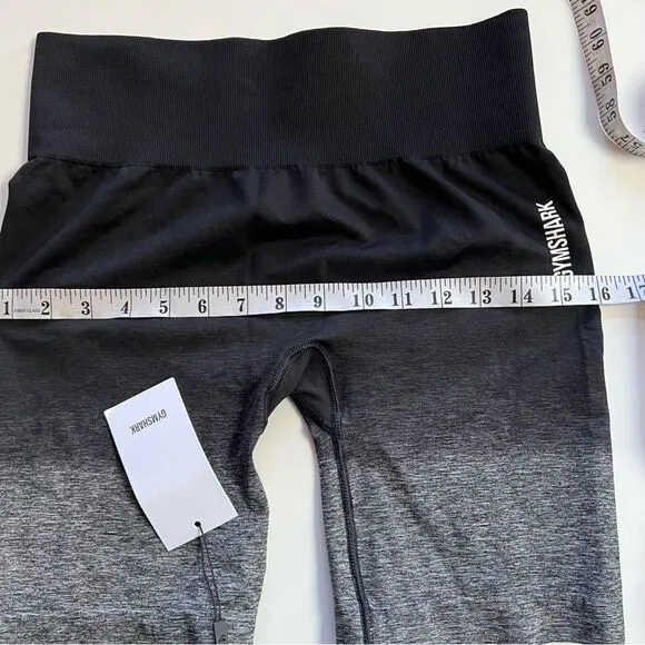 New NWT Gymshark High Waist Ombré Grey Black Seamless Workout Gym Biker Shorts