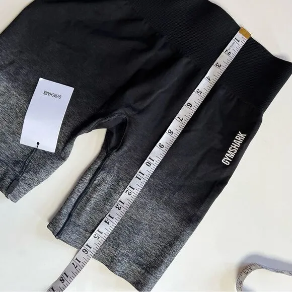 New NWT Gymshark High Waist Ombré Grey Black Seamless Workout Gym Biker Shorts