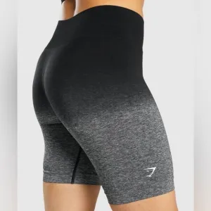 New NWT Gymshark High Waist Ombré Grey Black Seamless Workout Gym Biker Shorts