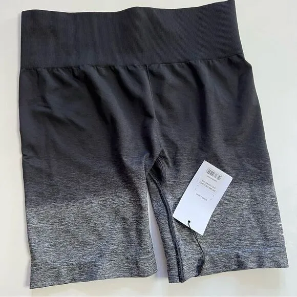 New NWT Gymshark High Waist Ombré Grey Black Seamless Workout Gym Biker Shorts