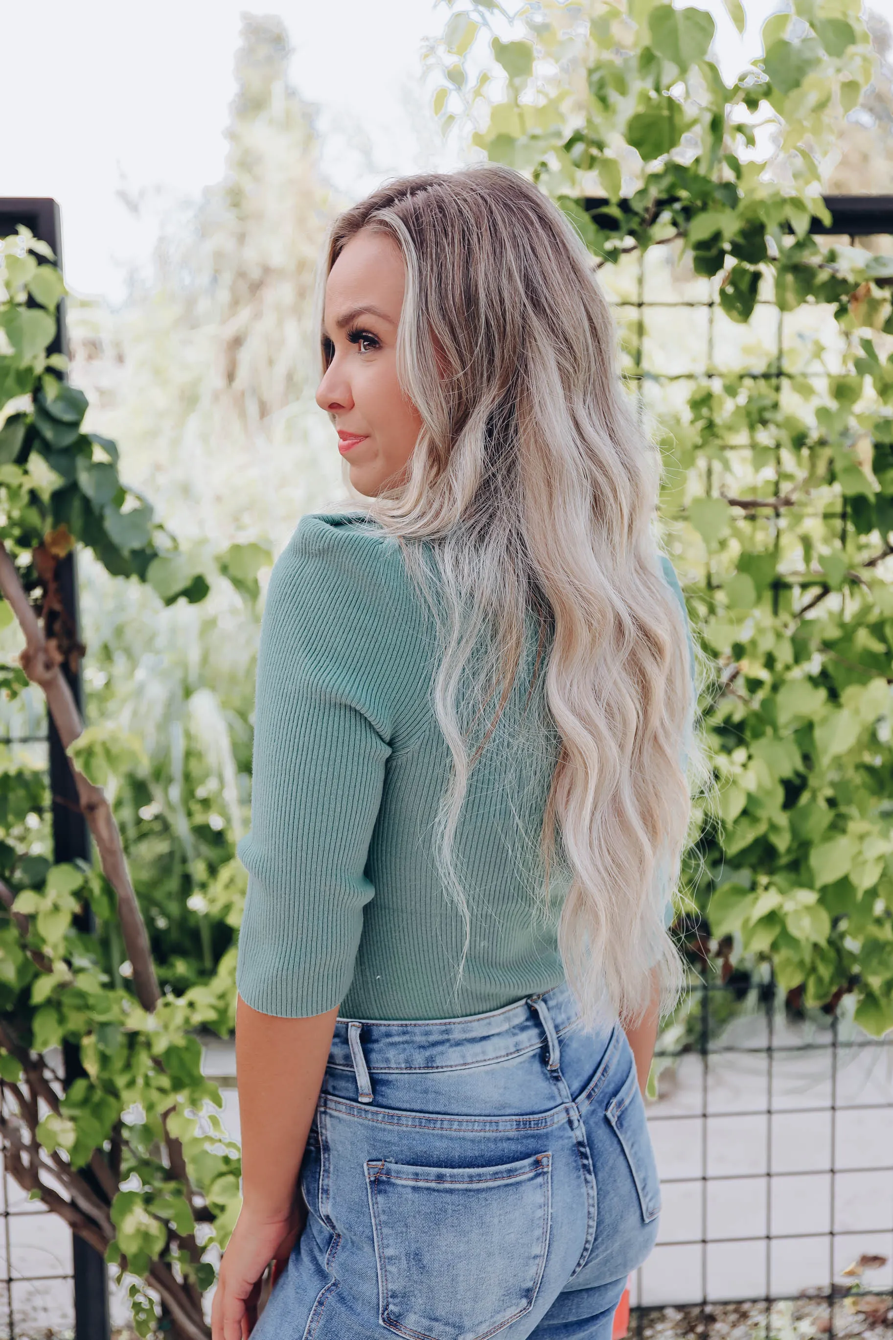 Nia Pleated Shoulder Top - Jade