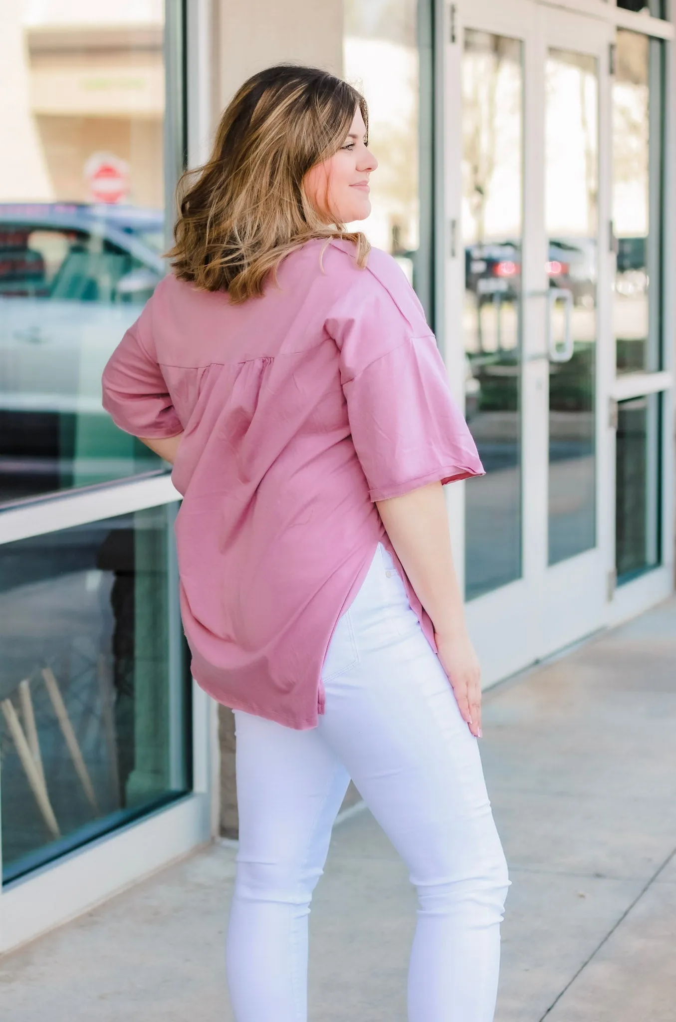 No Haters Basic Tee in Rose