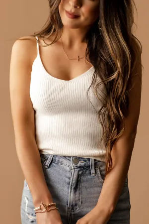 No More Secrets Knit Cami (White)