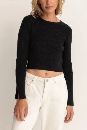 NOEMIE KNIT LONG SLEEVE TOP - BLACK