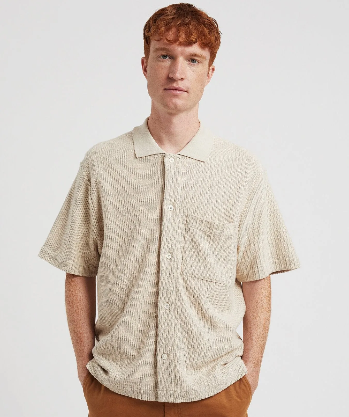 Norse Projects Gustav Crochet Jersey Shirt Oatmeal