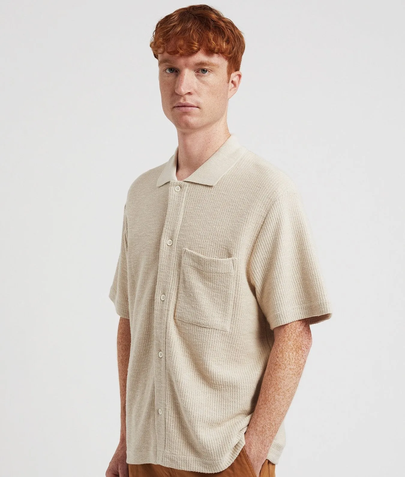 Norse Projects Gustav Crochet Jersey Shirt Oatmeal