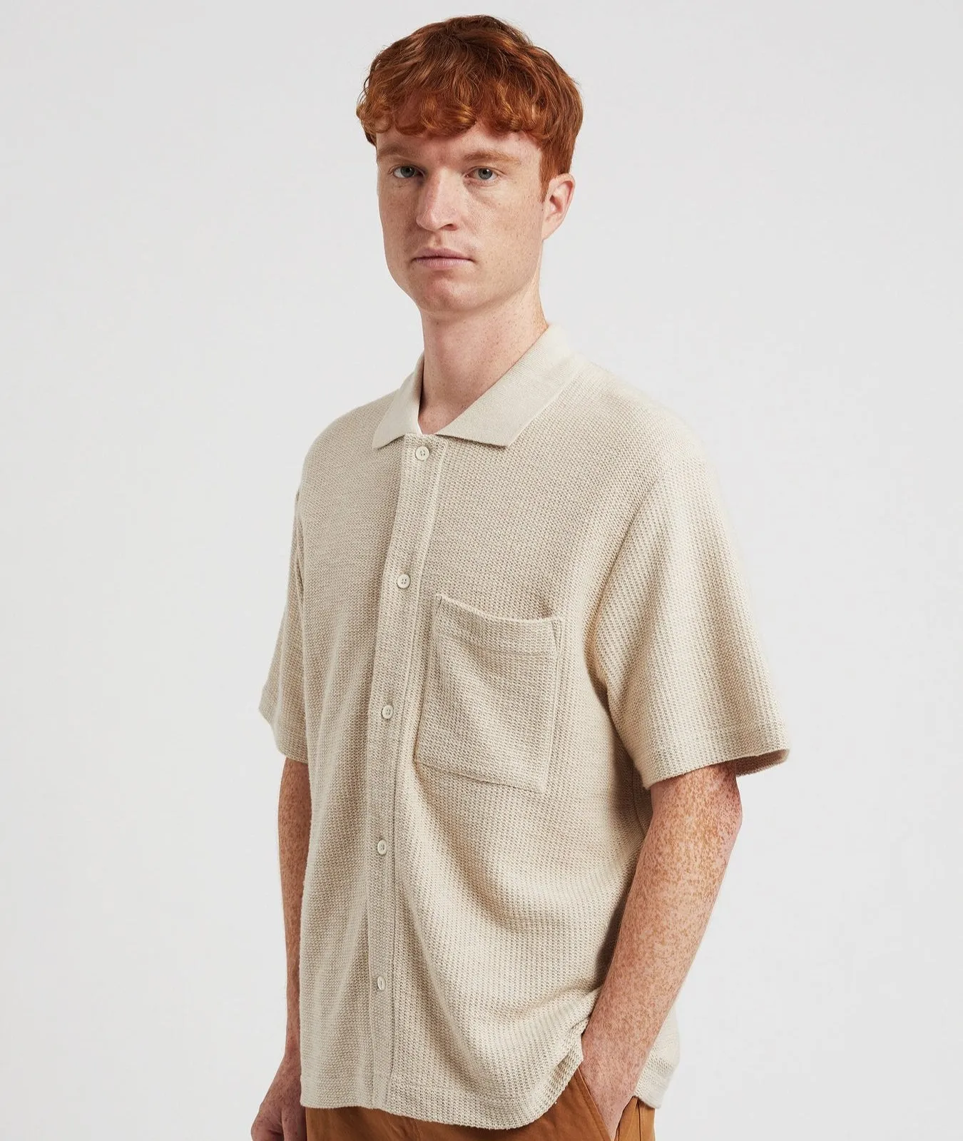 Norse Projects Gustav Crochet Jersey Shirt Oatmeal
