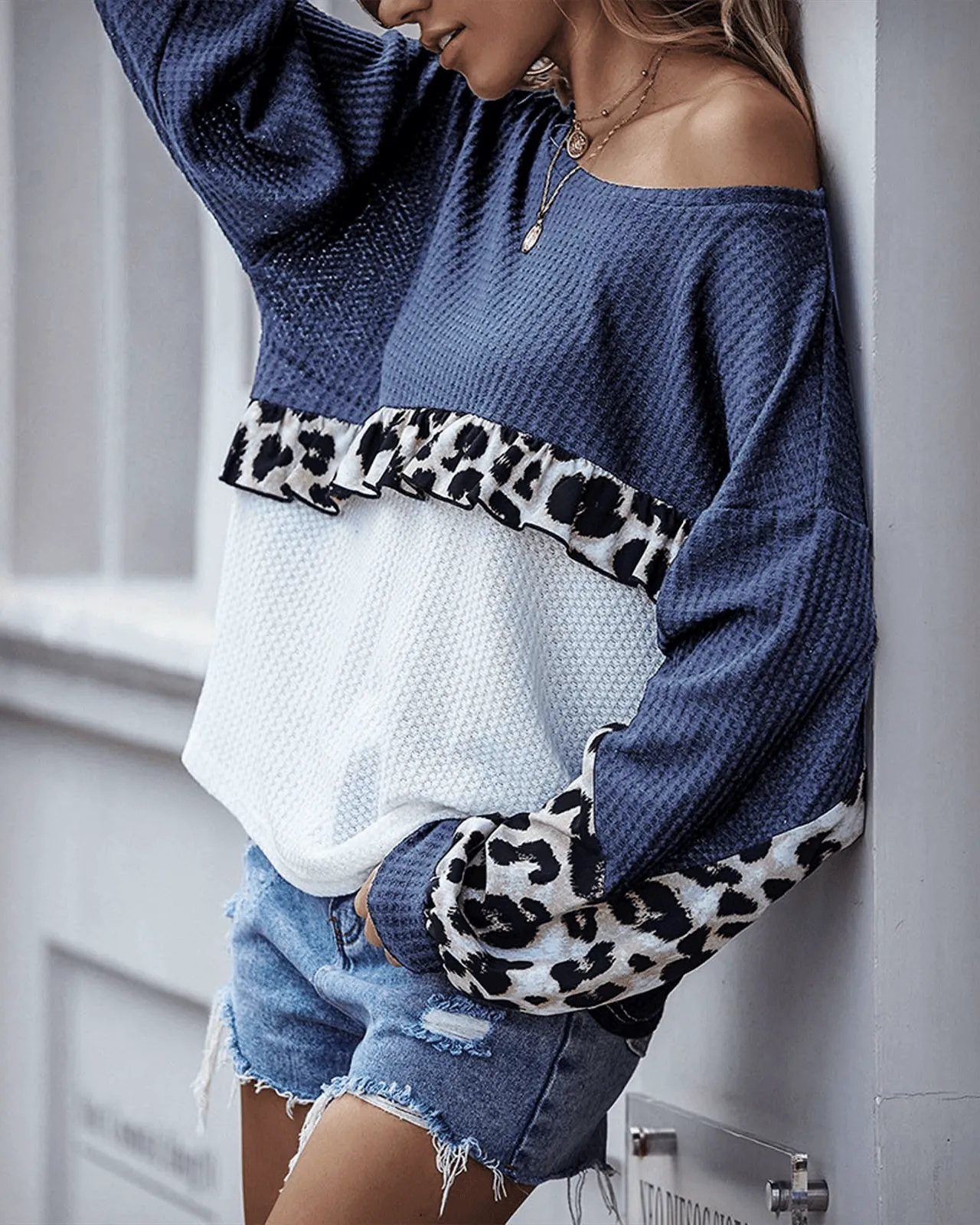 Not Alone Colorblock Knit Sweater - Blue
