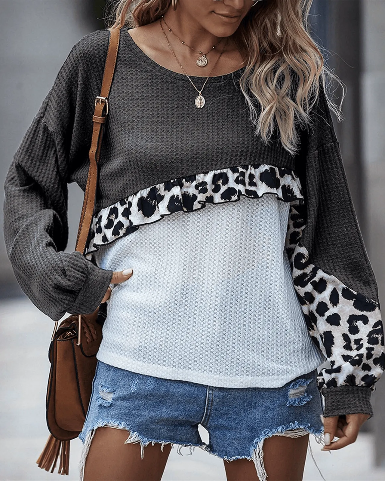 Not Alone Colorblock Knit Sweater - Grey