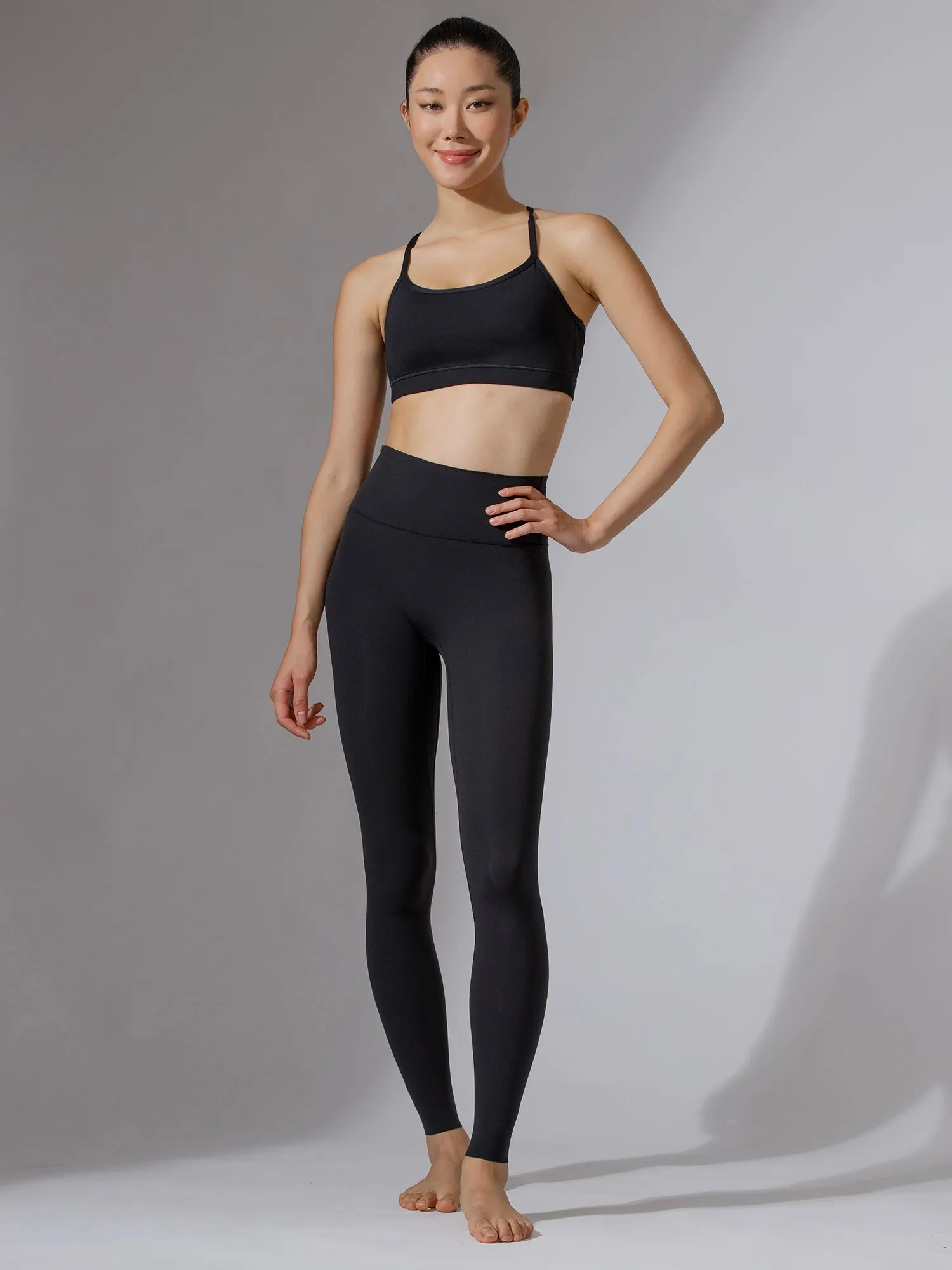NUDE HIGH WAIST MINIMAL PANTS, BLACK