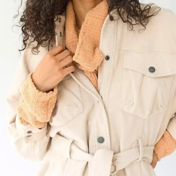 NWOT Free People Clyde Shirt Barn Jacket Brushed Cotton Large