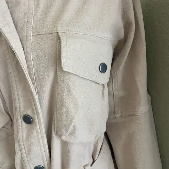 NWOT Free People Clyde Shirt Barn Jacket Brushed Cotton Large