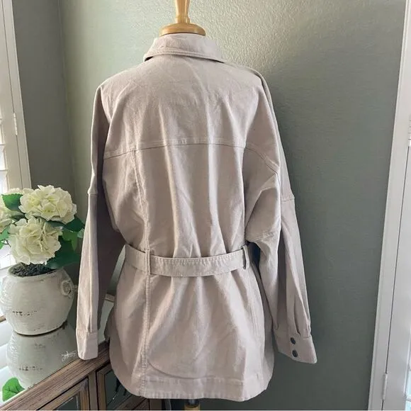 NWOT Free People Clyde Shirt Barn Jacket Brushed Cotton Large
