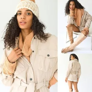 NWOT Free People Clyde Shirt Barn Jacket Brushed Cotton Large
