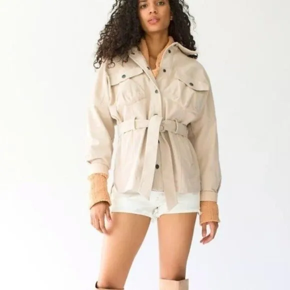 NWOT Free People Clyde Shirt Barn Jacket Brushed Cotton Large